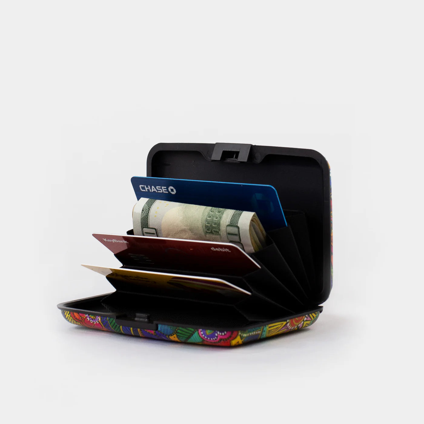 Floral On Black RFID Armored Wallet