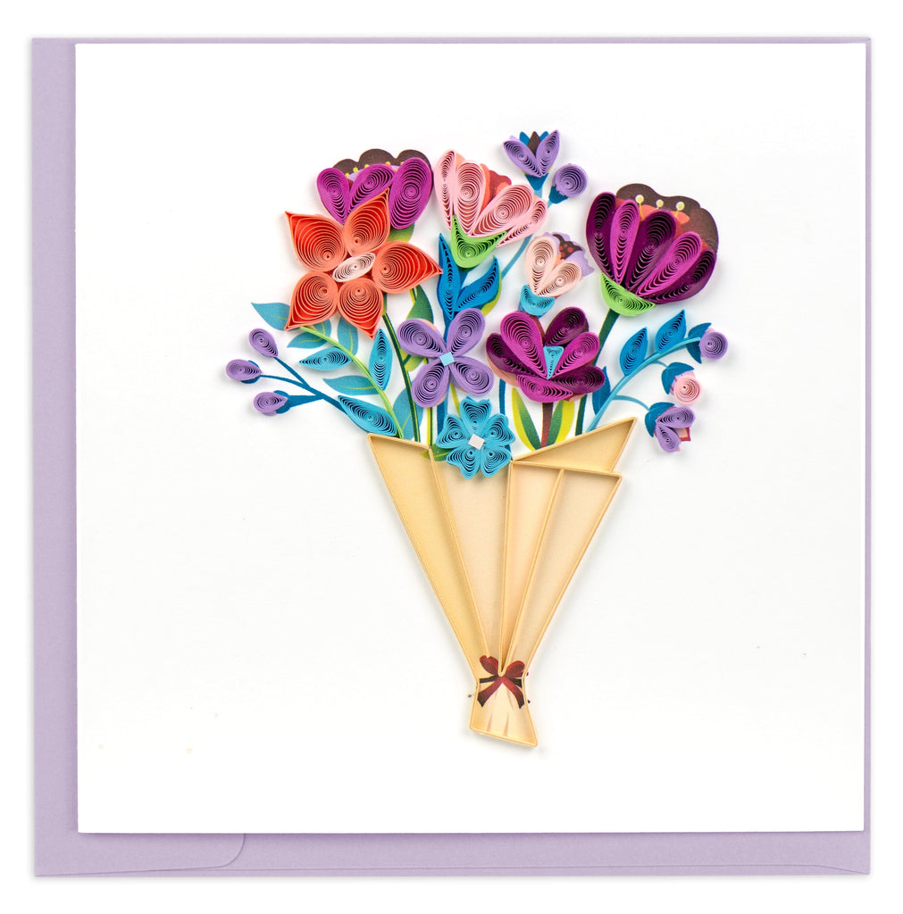 Quilling Playful Flower Bouquet Greeting Card